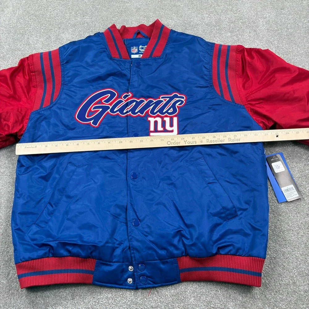 NFL New‎ York Giants Ultra Game Satin Jacket Full Snap Blue Red Mens M